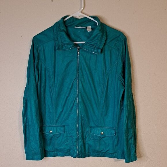 Weekends by Chico's Women's Teal Jacket size 2 - Picture 1 of 5